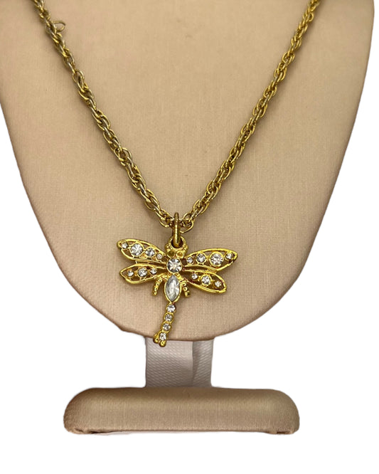 Vintage Golden Dragonfly Necklace