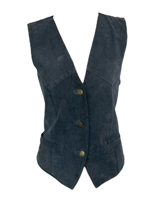1970s Cowboy Blues Leather Vest*