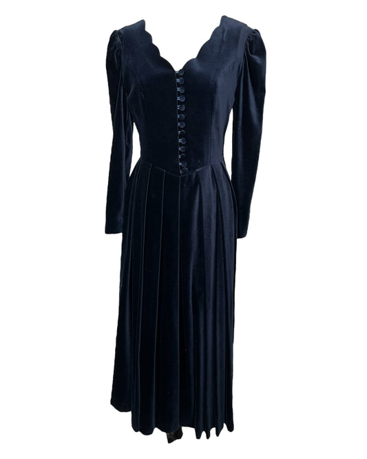 1990s Blue Velvet Dress