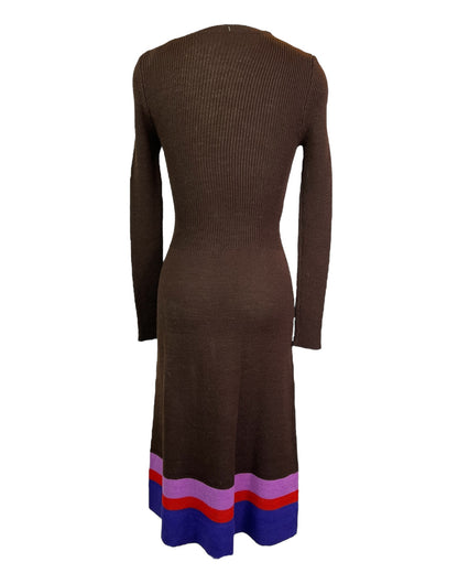 Vintage Color Trim Sweater Dress