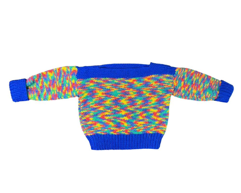 1970s Multicolor Hand Knit Sweater