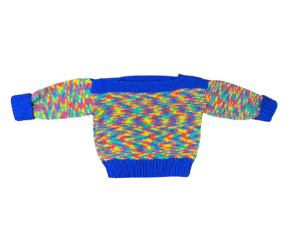 1970s Multicolor Hand Knit Sweater