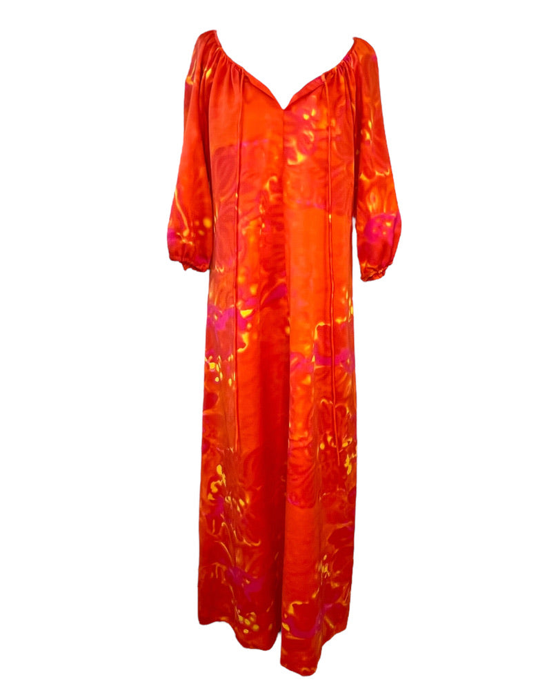 1970s Aflame Dress