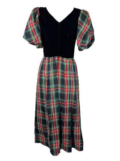 Vintage Velvet and Plaid Samantha Holiday Dress