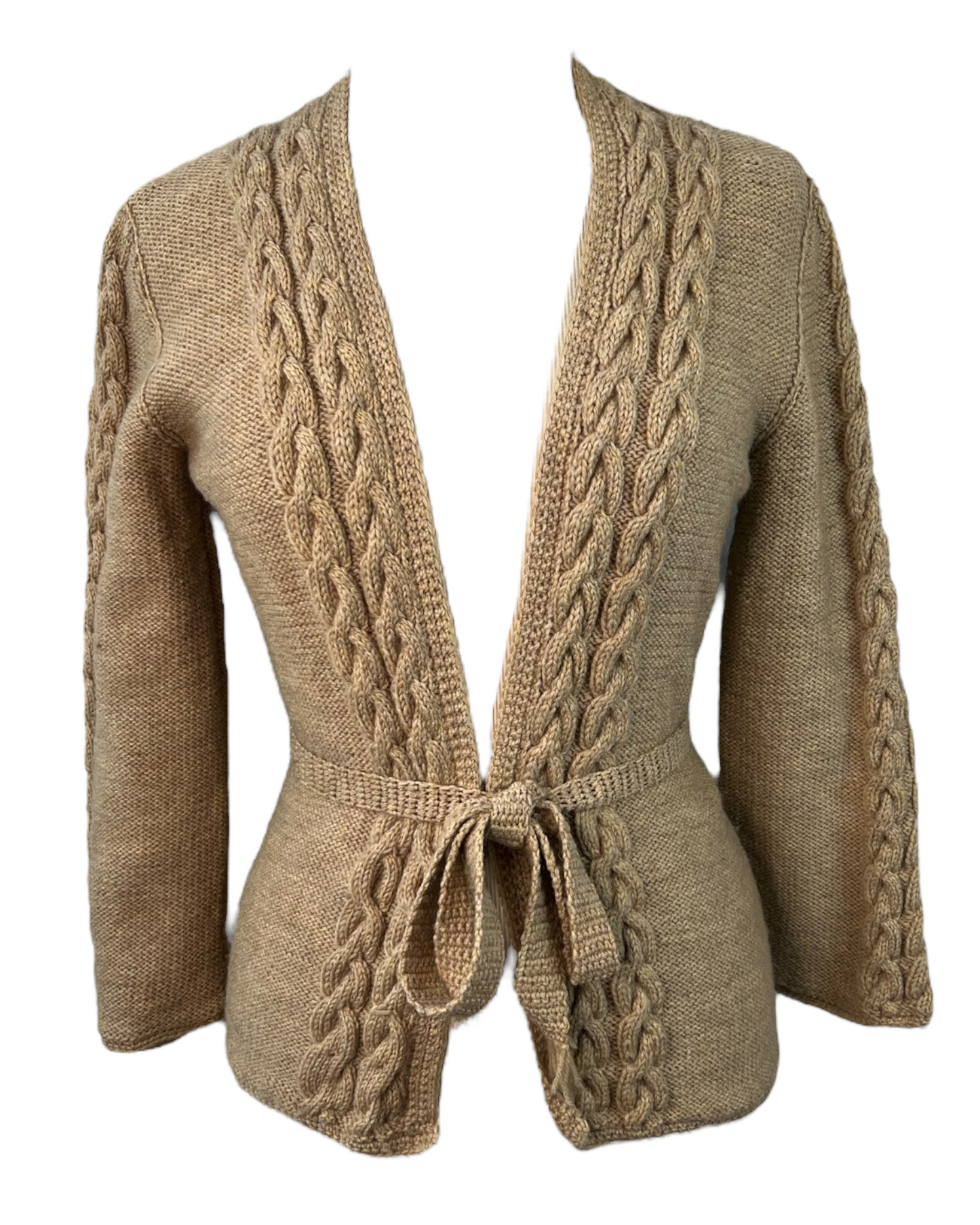 Vintage Camel Cable Knit Cardigan