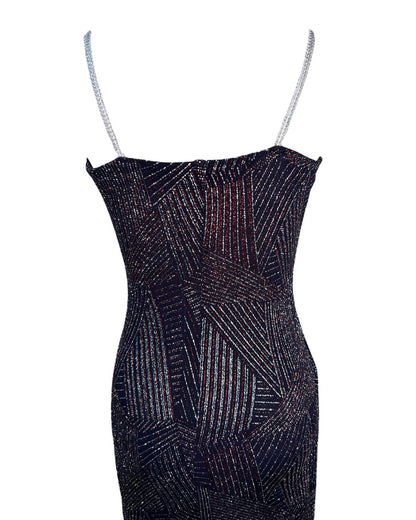 1990s Sparkling City Lights Hi-Low Dress