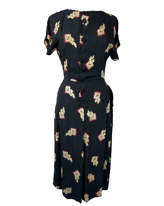 1940s Half Peplum Dolly Dress