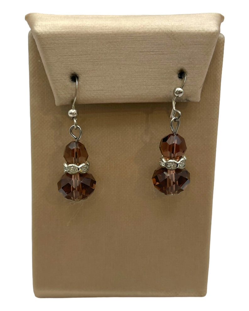 Purple Beads and Rhinestones Earrings