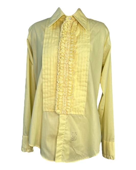 1970s Yellow Ruffle Tuxedo Shirt*