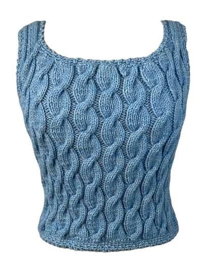 Vintage Short Sleeve Blue Sweater Set