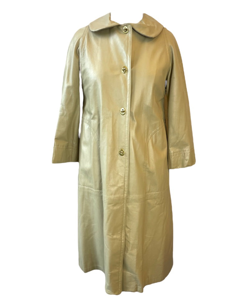 1960s Toggle Leather Creamer Coat
