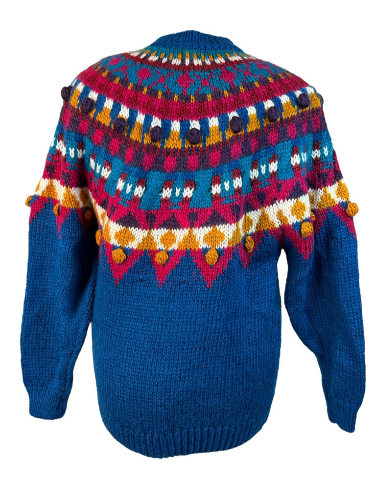 Vintage Peacock Colored Fair Isle Sweater