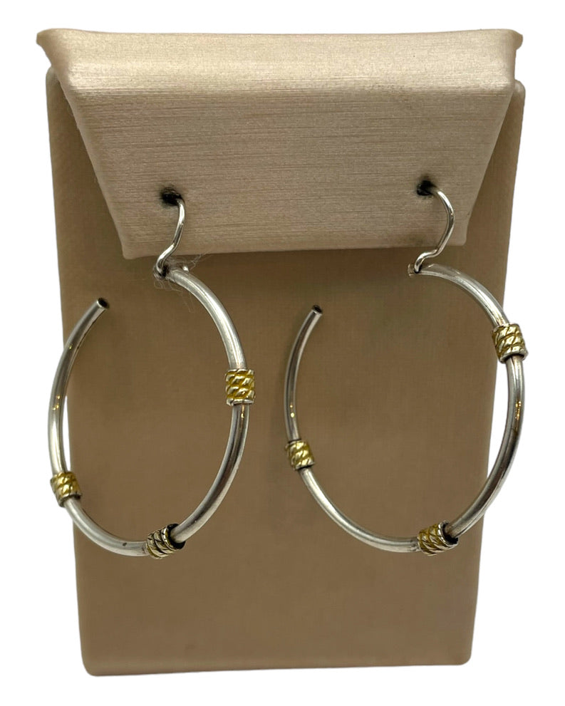 Gold Cuffed Silver Hoop Earrings