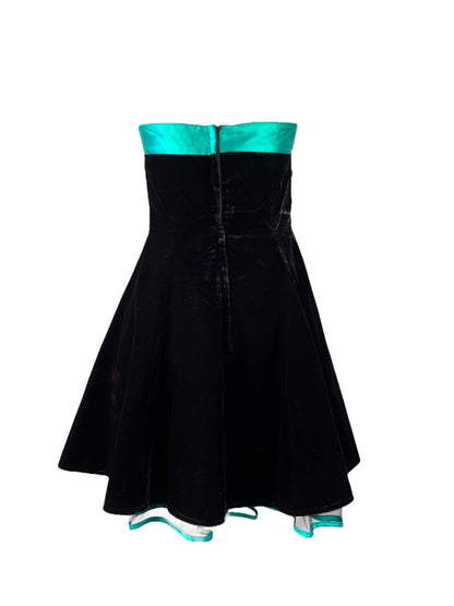 Vintage Velvet and Green Bow Mini Dress