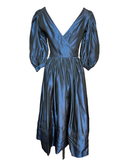 1980s Moody Blue Tea Party Dress
