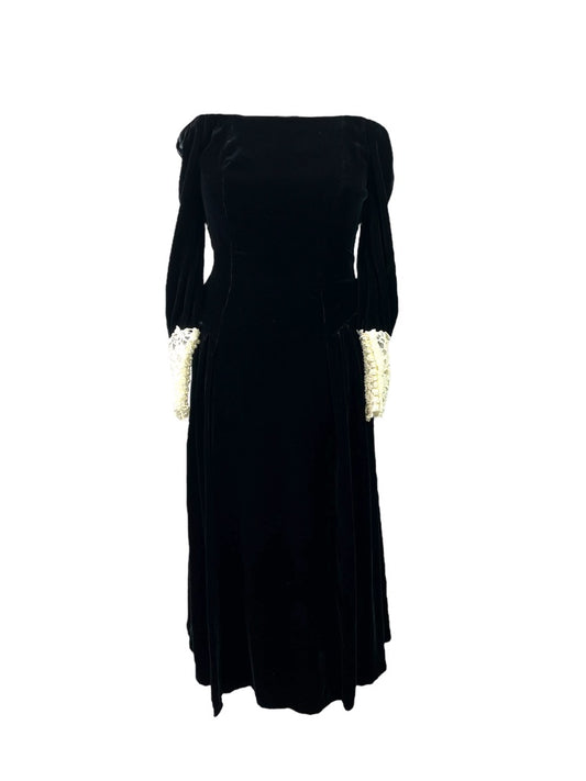 Vintage Black Velvet Holiday Dress