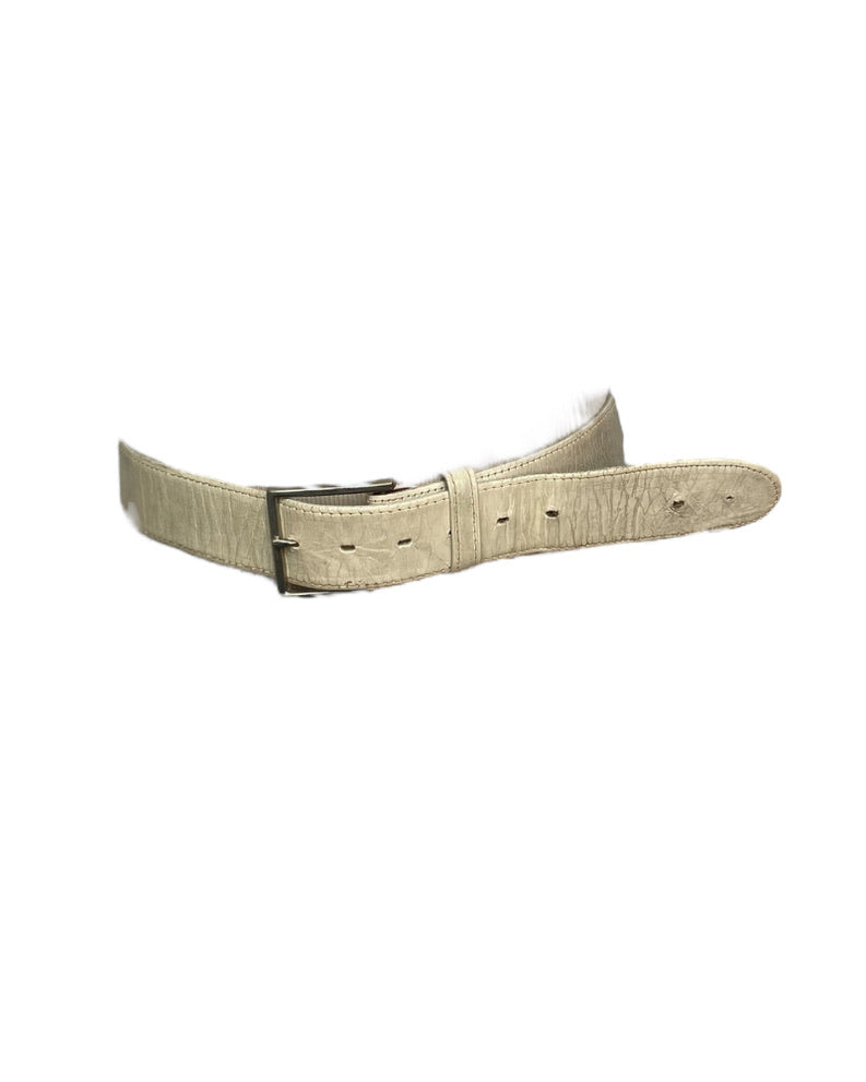 Vintage White Leather Belt
