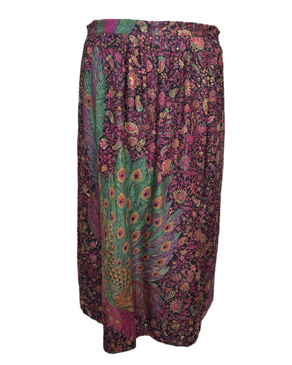 Vintage Peacock Midi Skirt