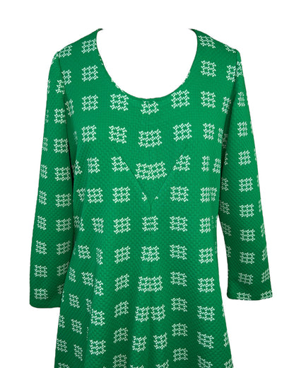 1970s Green Picnic Dress
