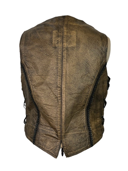Vintage Brown Leather Biker Vest
