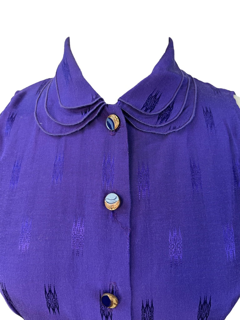 Vintage Purple Moon Buttons Blouse