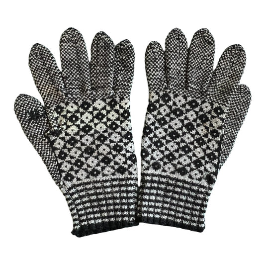 Vintage Greyscale Knit Gloves