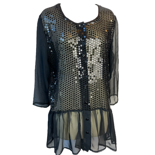 Vintage Sheer Sequin Peplum Shirt