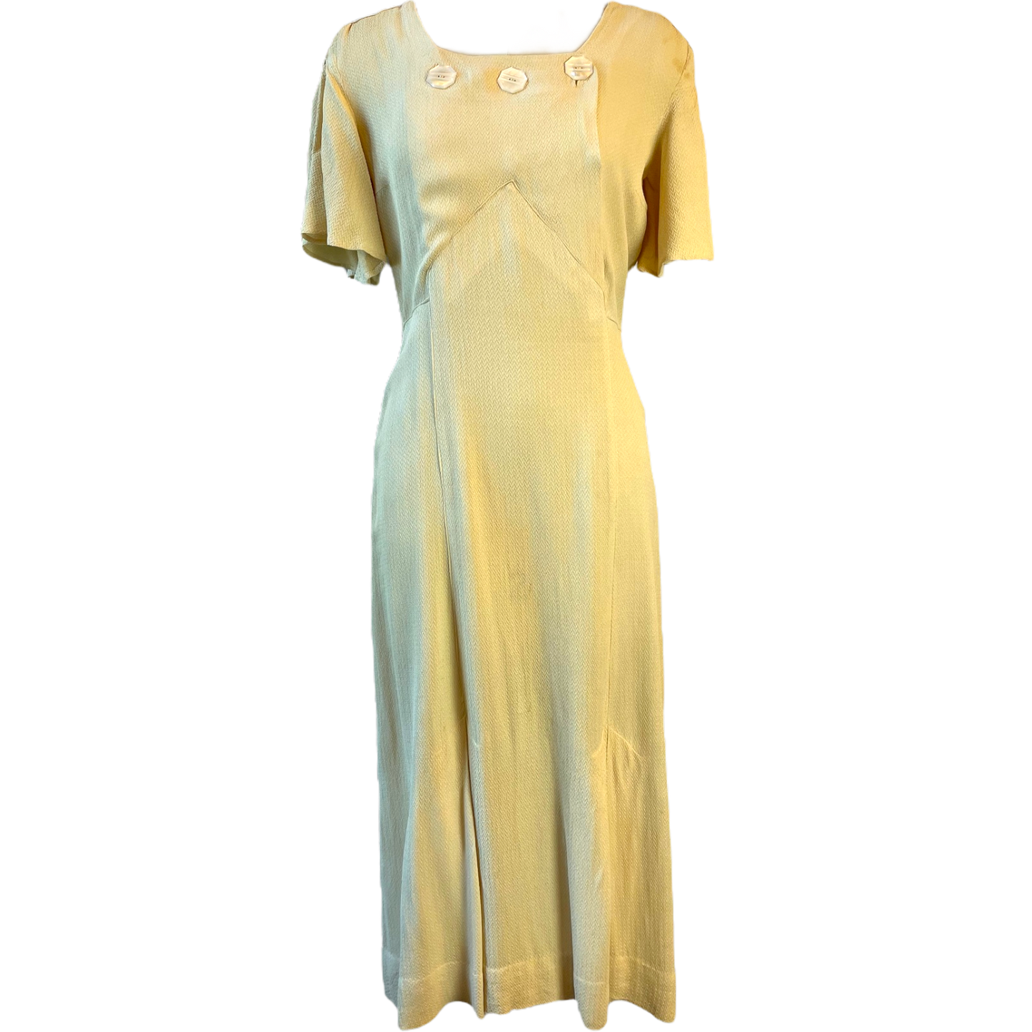 1940s Three Button Cream Dress*