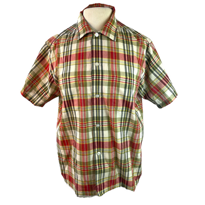 Vintage Green and Red Plaid Summer Shirt
