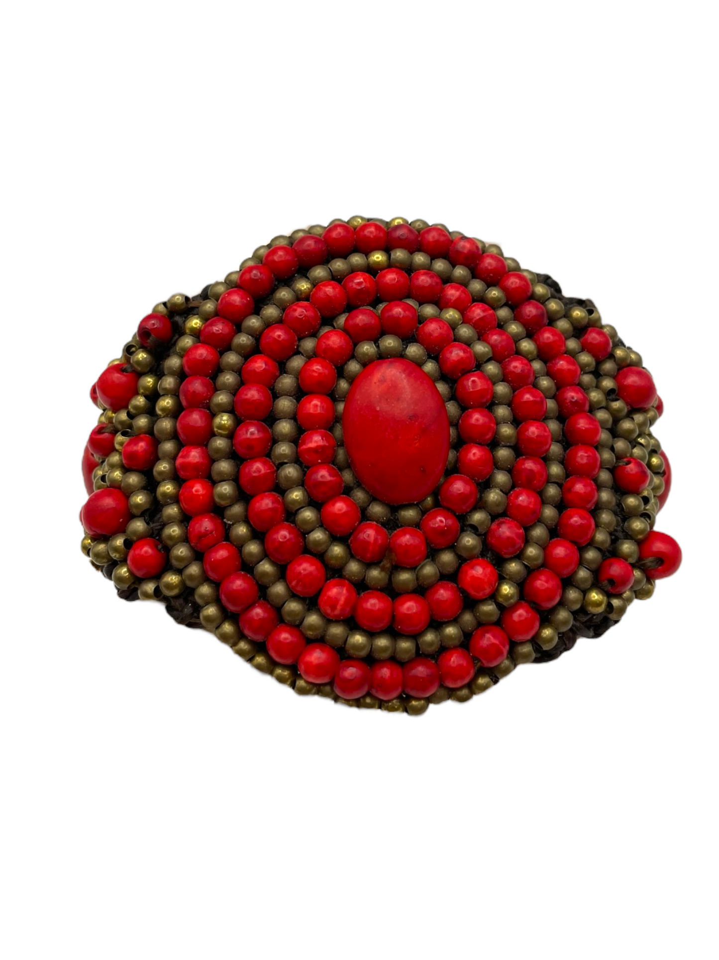 Vintage Red and Gold Beaded Bracelet