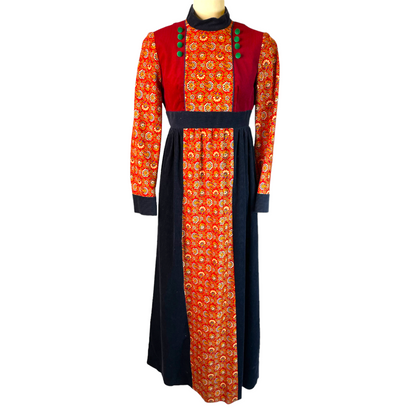 1970s Corduroy Colorblock Dress