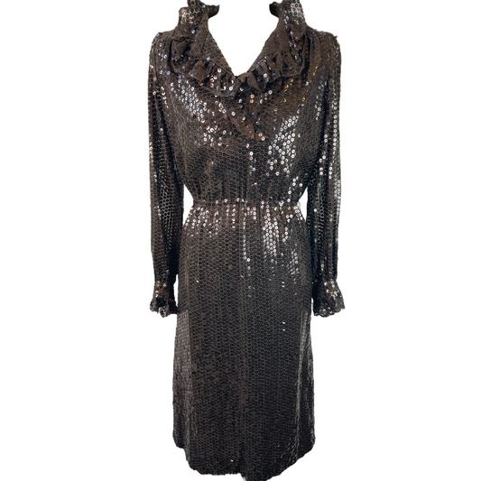 1970s Brown Sequin Dress