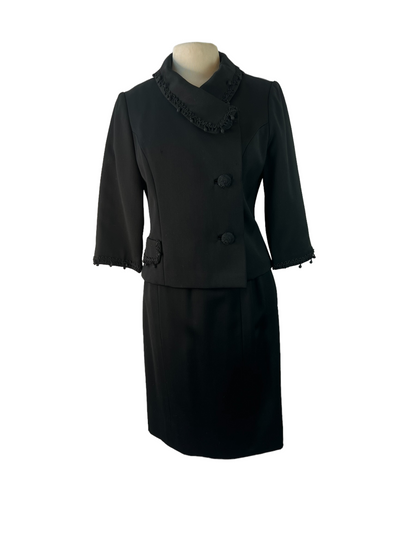 Vintage Side Button Black Skirt Suit*