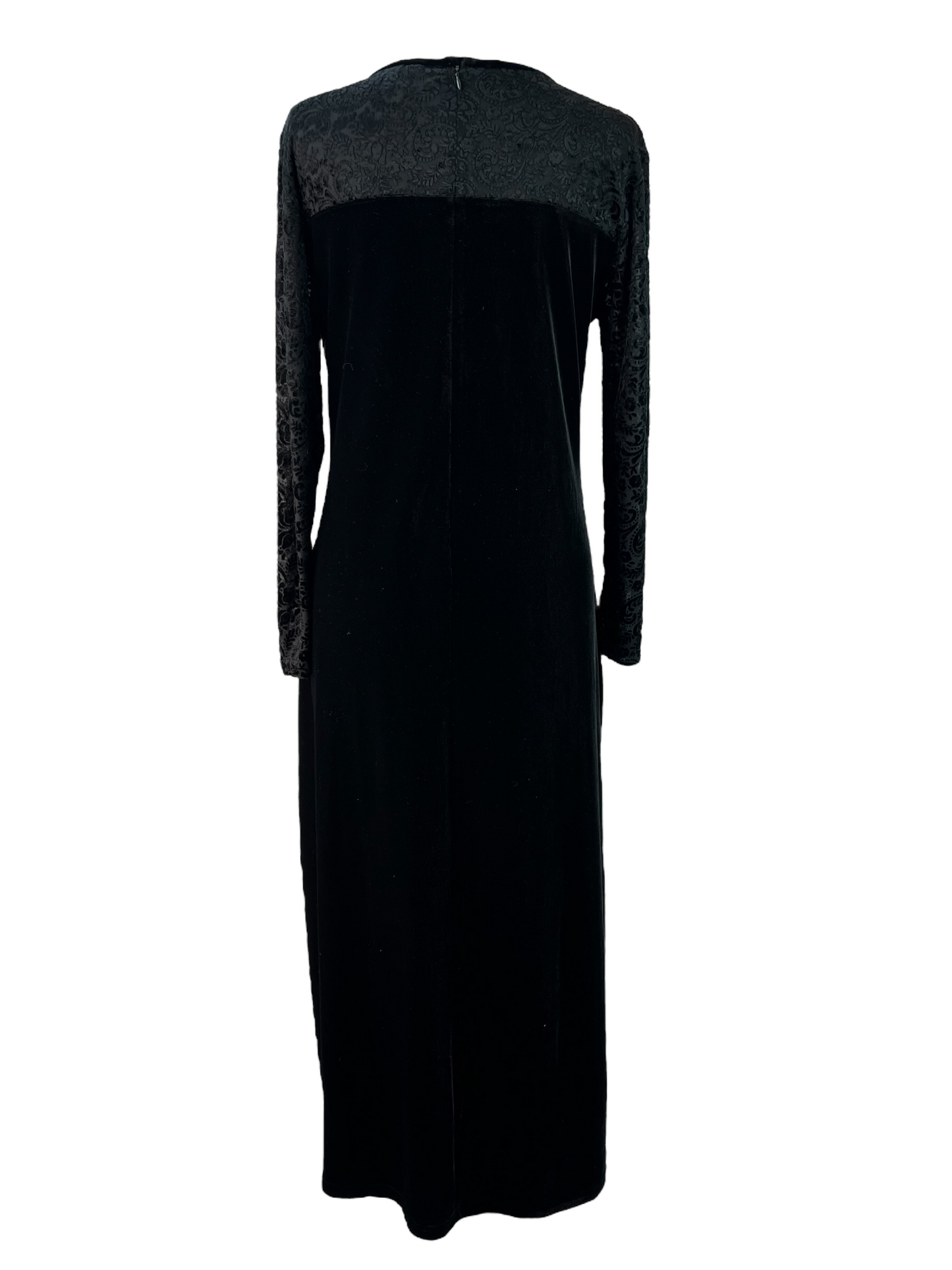 Vintage Black Flocked Sleeves Dress