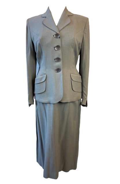 Vintage 50th Shade of Grey Skirt Suit